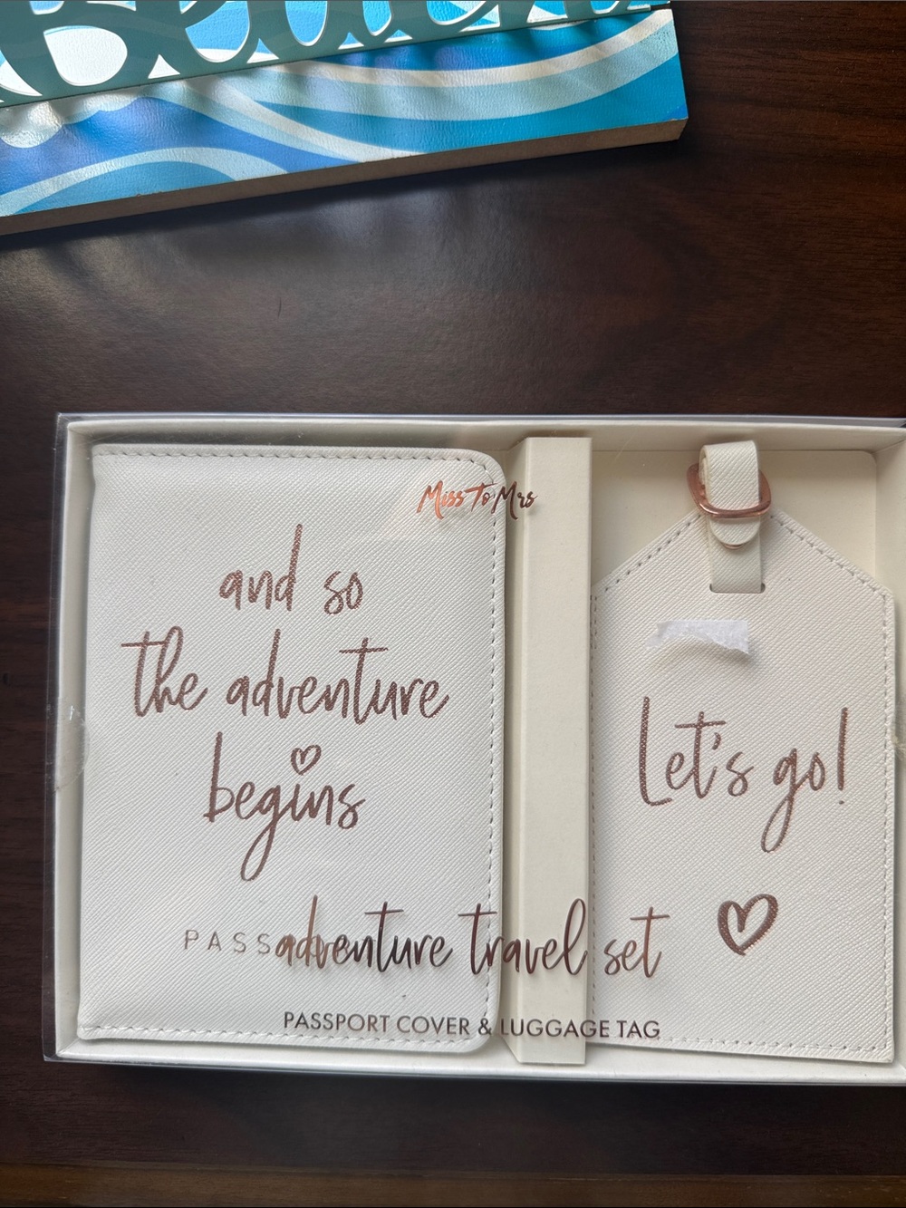 Cream Passport Cover & Luggage Tag Set - 'And So The Adventure Begins'